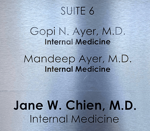 Jane W. Chien, M.D. name plate Jane W. Chien, M.D. name plate